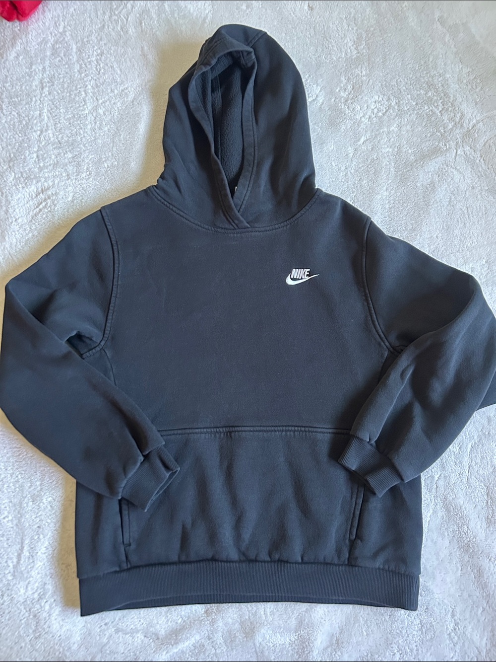 Nike Black Crewneck Pullover Hoodie with White Swoosh